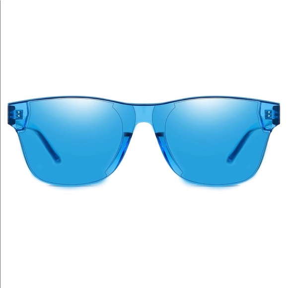 Rimless Wayfarer Sunglasses Retro Sky Blue Classic - Picture 3 of 4